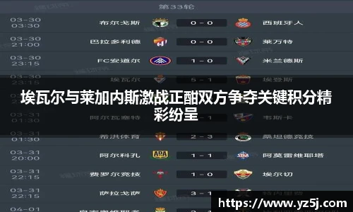 埃瓦尔与莱加内斯激战正酣双方争夺关键积分精彩纷呈